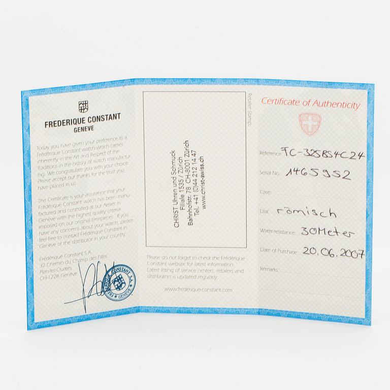 FREDERIQUE CONSTANT, Dual Time, wristwatch, 31 x 47 mm.