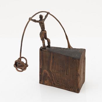 Puck Stocklassa, sculpture, bronze and pine, signed Puck.