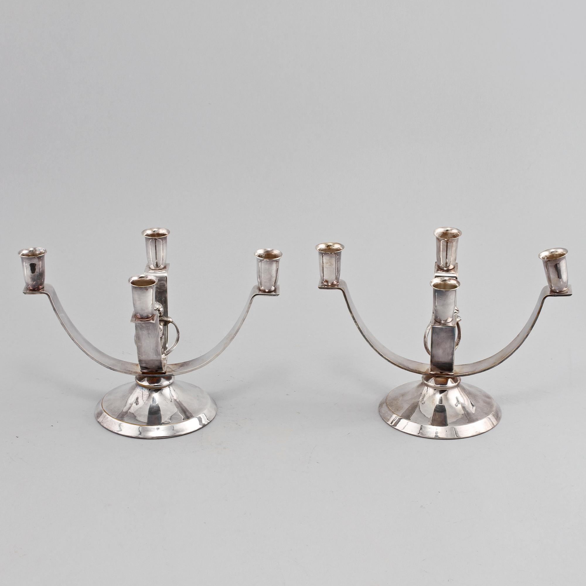 KANDELABRAR, ett par, nysilver, Art déco, 1900-talets första hälft.