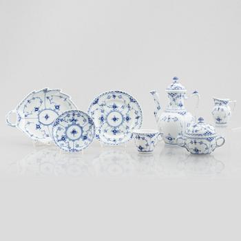 Royal Copenhagen, a 28-piece coffee service, 'Blue Fluted Half Lace', Denmark.