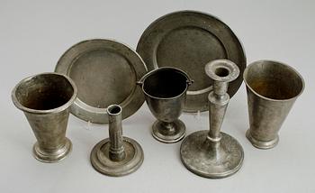 SAMLING TENNFÖREMÅL, 6 delar, 1800-tal, bla Johan Petter Fagerström, Kalmar 1791-1837.