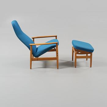 FÅTÖLJ SAMT FOTPALL, ur "Contour"-serien, Alf Svensson, Ljungs Industrier, Dux, 1960-tal.