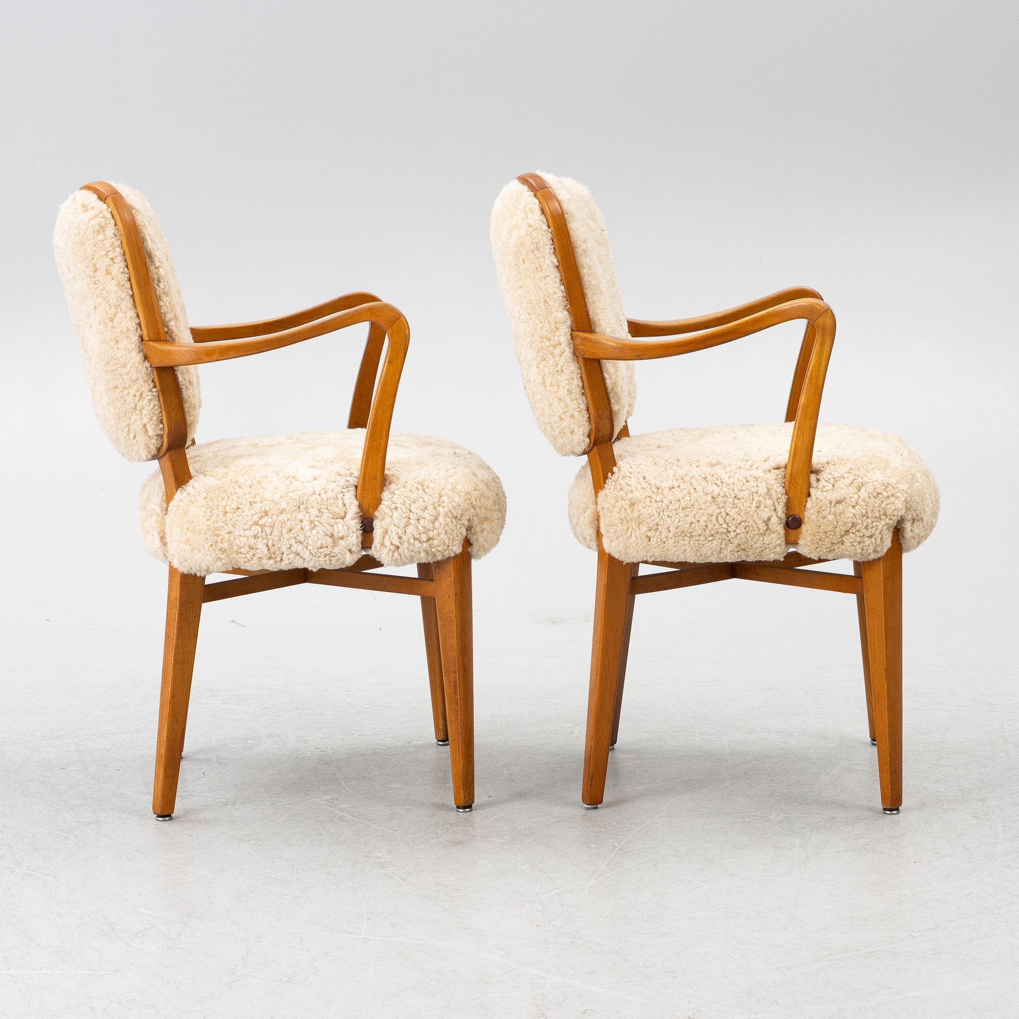 Karmstolar, ett par, Swedish Modern, Westberg, Tranås, 1940/50-tal.