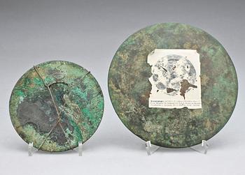 SPEGLAR, 2 st, brons. Kina.