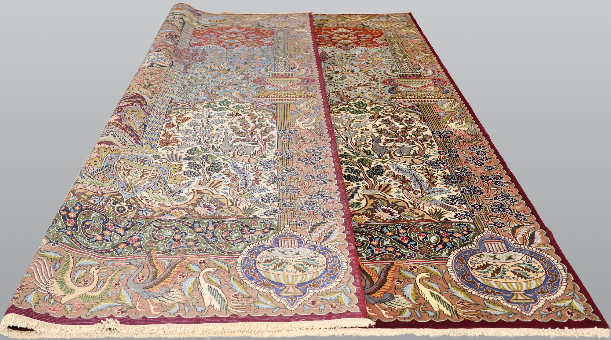 A carpet, Kashmar, figural, approx. 397 x 298 cm.