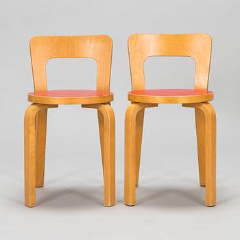 Alvar Aalto, six 1960s '65' chairs for Artek.