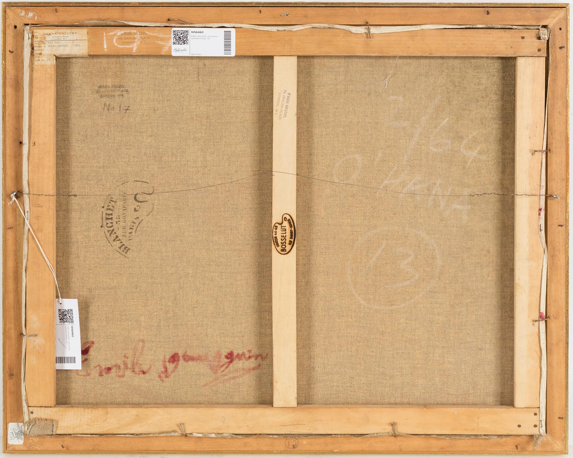 EMILE GAUGUIN, oil on canvas, signed on reverse.