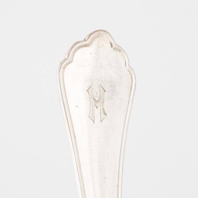 A silver flatwear set, 65 + 19 pieces, two similar models, including Garmany and Swedish import marks.