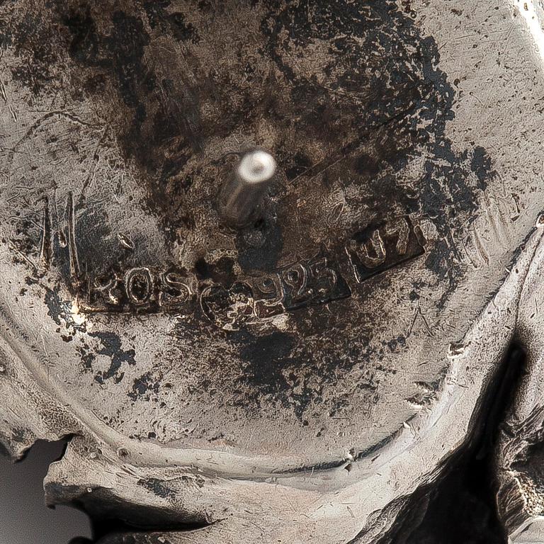 Reino Saastamoinen, örhängen, sterling silver och ametister, 1973.