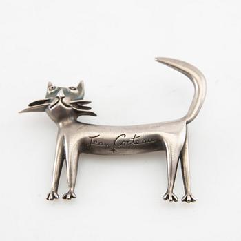 Jean Cocteau, brooches, 2 pcs, "Madeline Flammarion" and "Orpheus", silver.