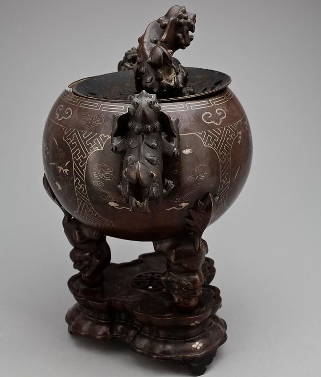 RÖKELSEKAR, brons, Kina 1900-tal.