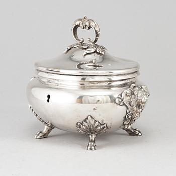 A German late 19th century silver sugar-box.