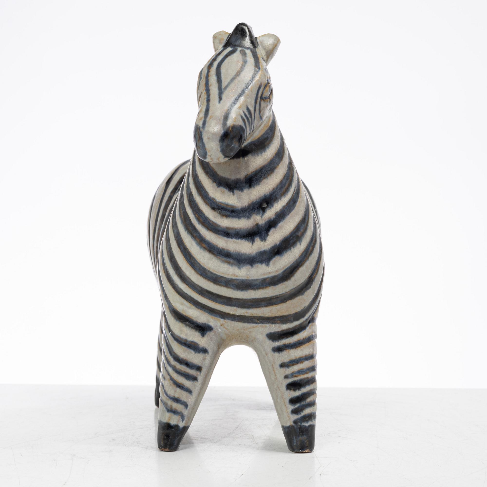 Lisa Larson, stoneware figurine, "Zebra", from the "Stora Zoo" series, Gustavsberg.