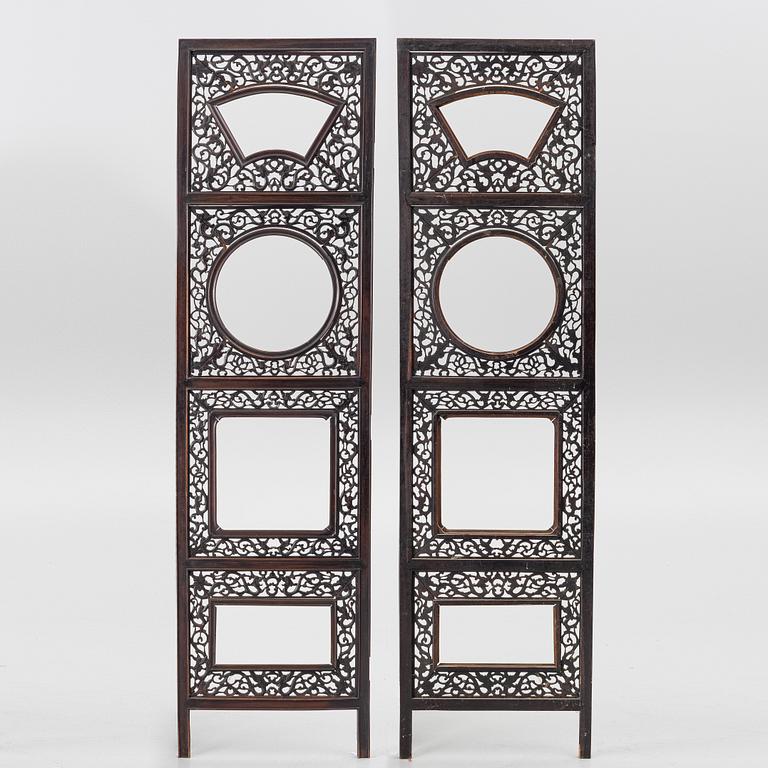 A pair of hardwood panels, China, 20th century.