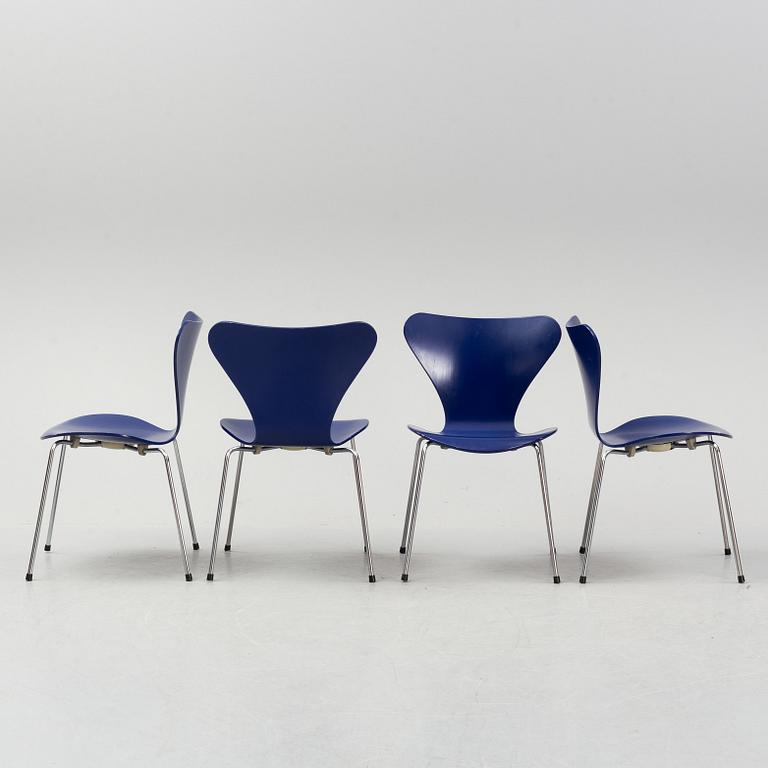 A set of four "Sjuan" chairs, Arne Jacobsen for Fritz Hansen, Denmark, 1989.