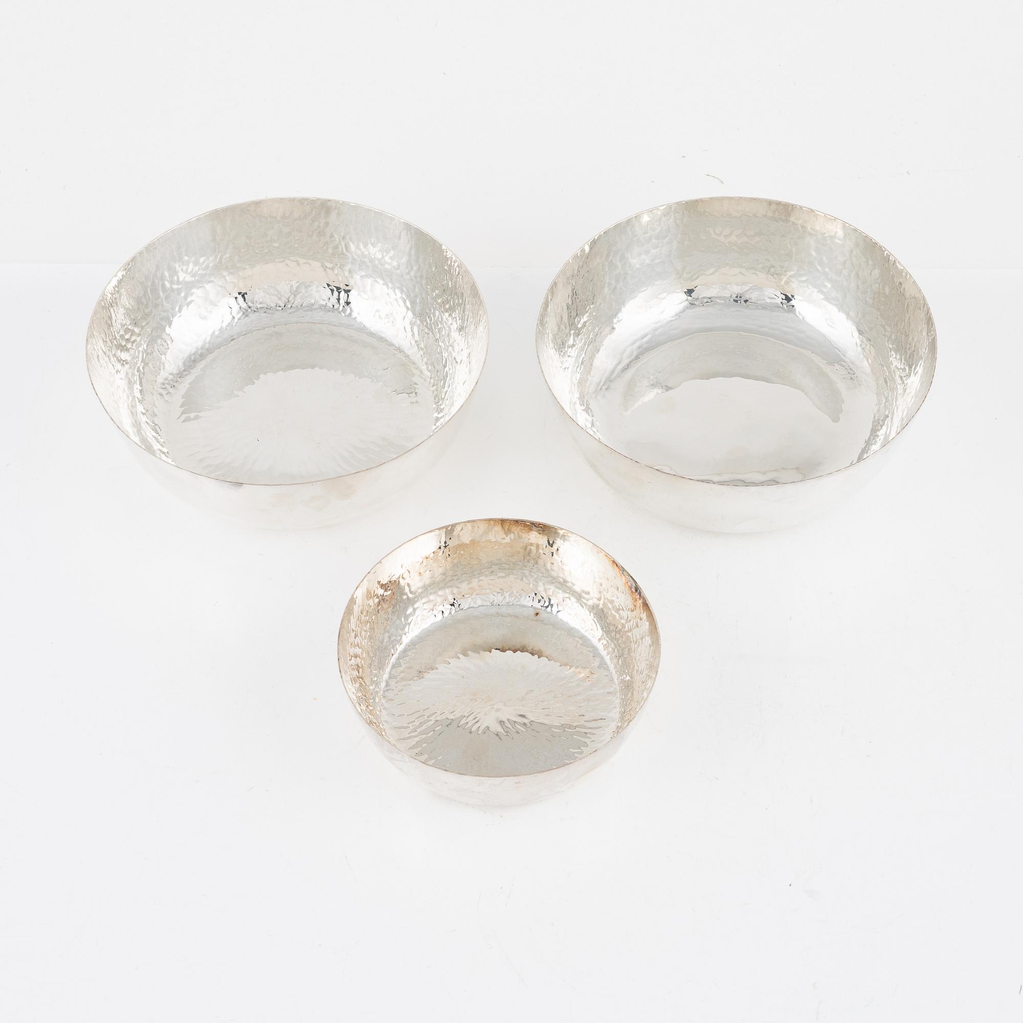 Eric Löfman, skålar, 3 st, silver, MGAB, Uppsala, 1972-76.