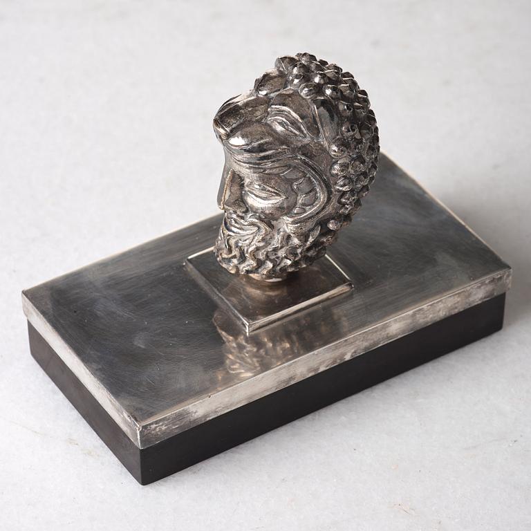 Anna Petrus, a Swedish Grace silver plated paperweight executed by Karl Wojtech, Stockholm 1920's.