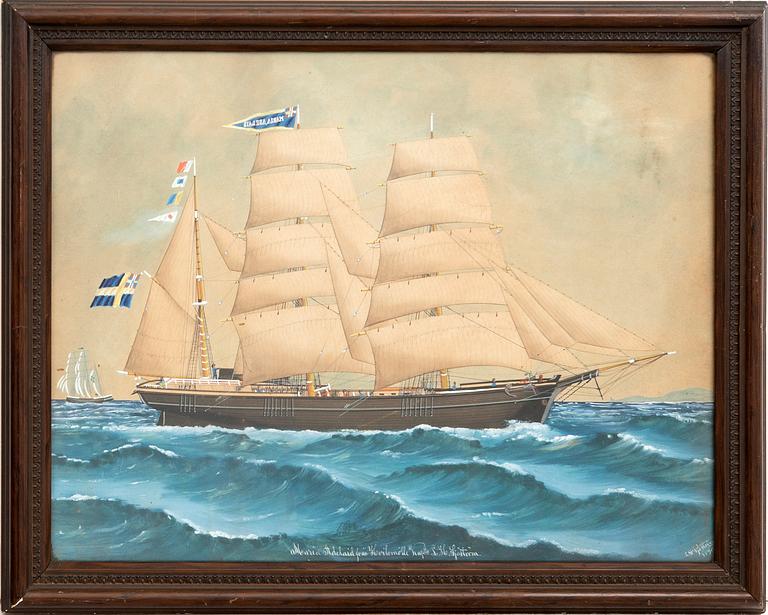 Lars Petter Sjöström, gouache, signerad L.P. Sjöström och daterad 1890.