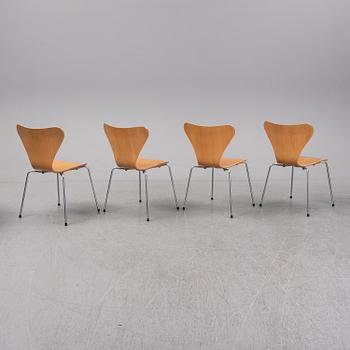 ARNE JACOBSEN, four 'Sjuan' chairs, for Fritz Hansen, Denmark, 1979.