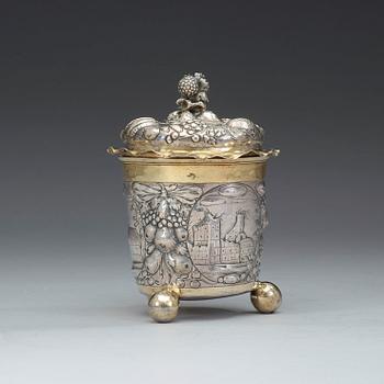 A Swedish late 17th century parcel-gilt cup and cover, marks of Henrik Feiff, Stockholm before 1689.