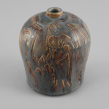 VAS, stengods, Gertrud Lönegren, Rörstrand, Rörstrand, stämpelsignerad, omkring 1900-talets mitt.