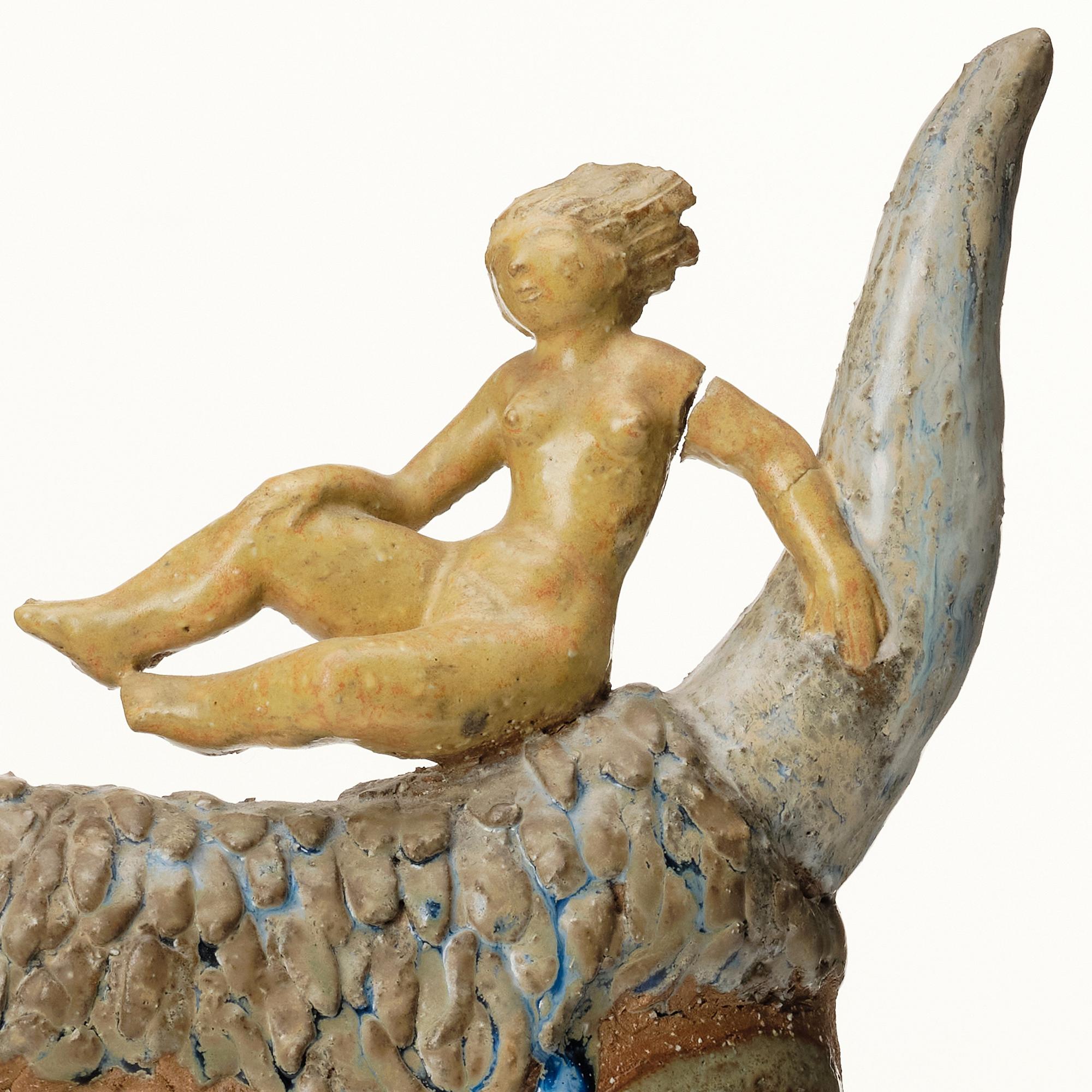 Stig Lindberg, a stoneware sculpture of 'Europe and the bull', Gustavsberg studio, Sweden 1940s.