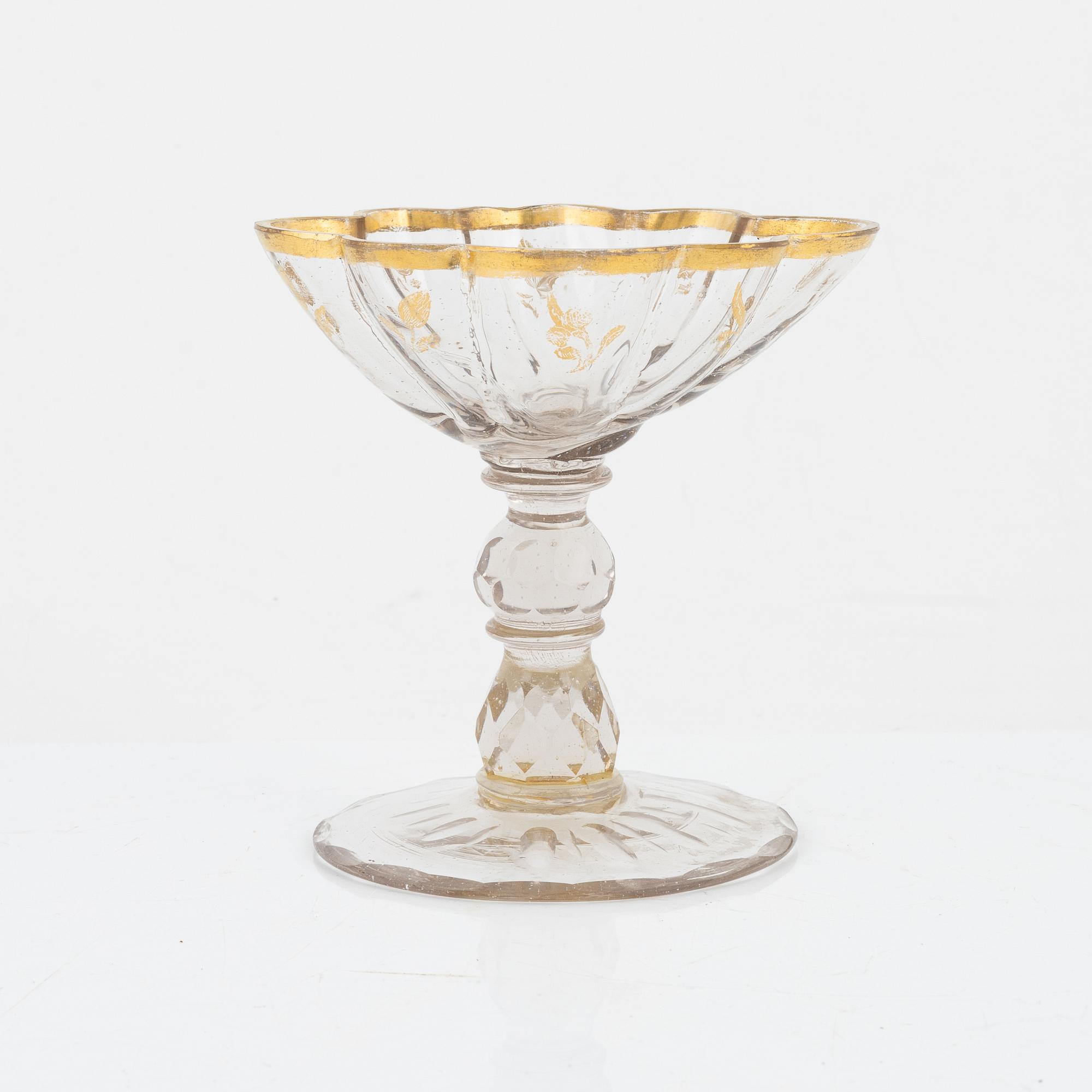 Uppsatsskål, glas, 1700-tal.