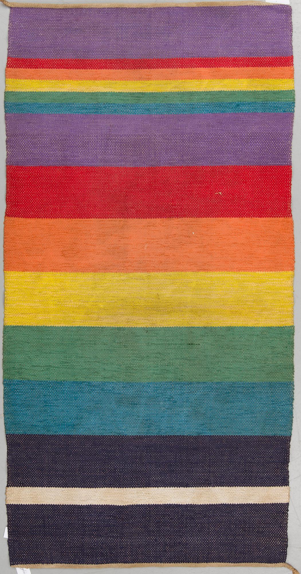 JOSEF FRANK, "Regnbågsmatta", trasmatta, Firma Svenskt Tenn, ca 222 x 107 cm.