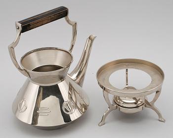 KAFFESERVIS, 3 delar, vitmetall, Östberg & L, 1900-talets första hälft.