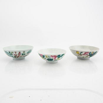 A set of three Chinese porcelain bowls 20th century.