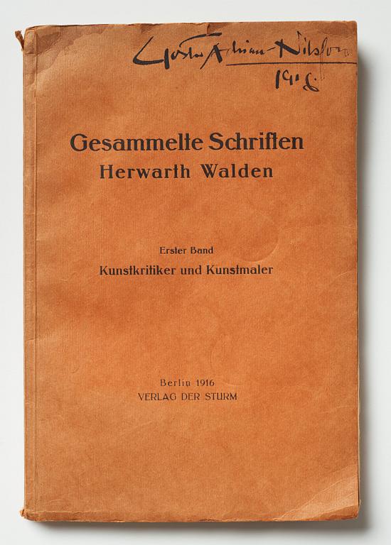 Exhibition catalogue and books (2) from Der Sturm plus a photo depicting Gösta Adrian-Nilsson (GAN).