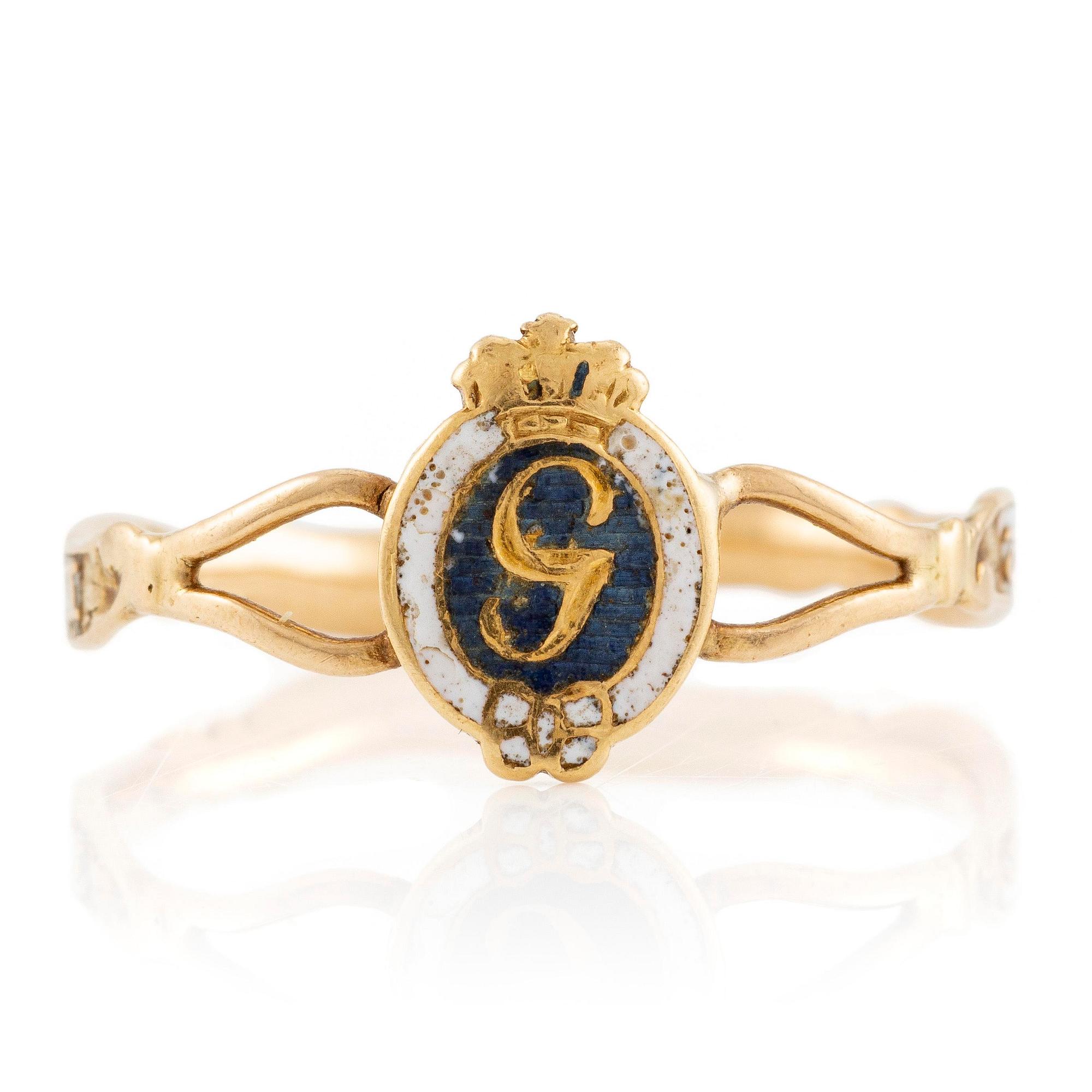 Revolution ring, King Gustav III, gold and enamel.