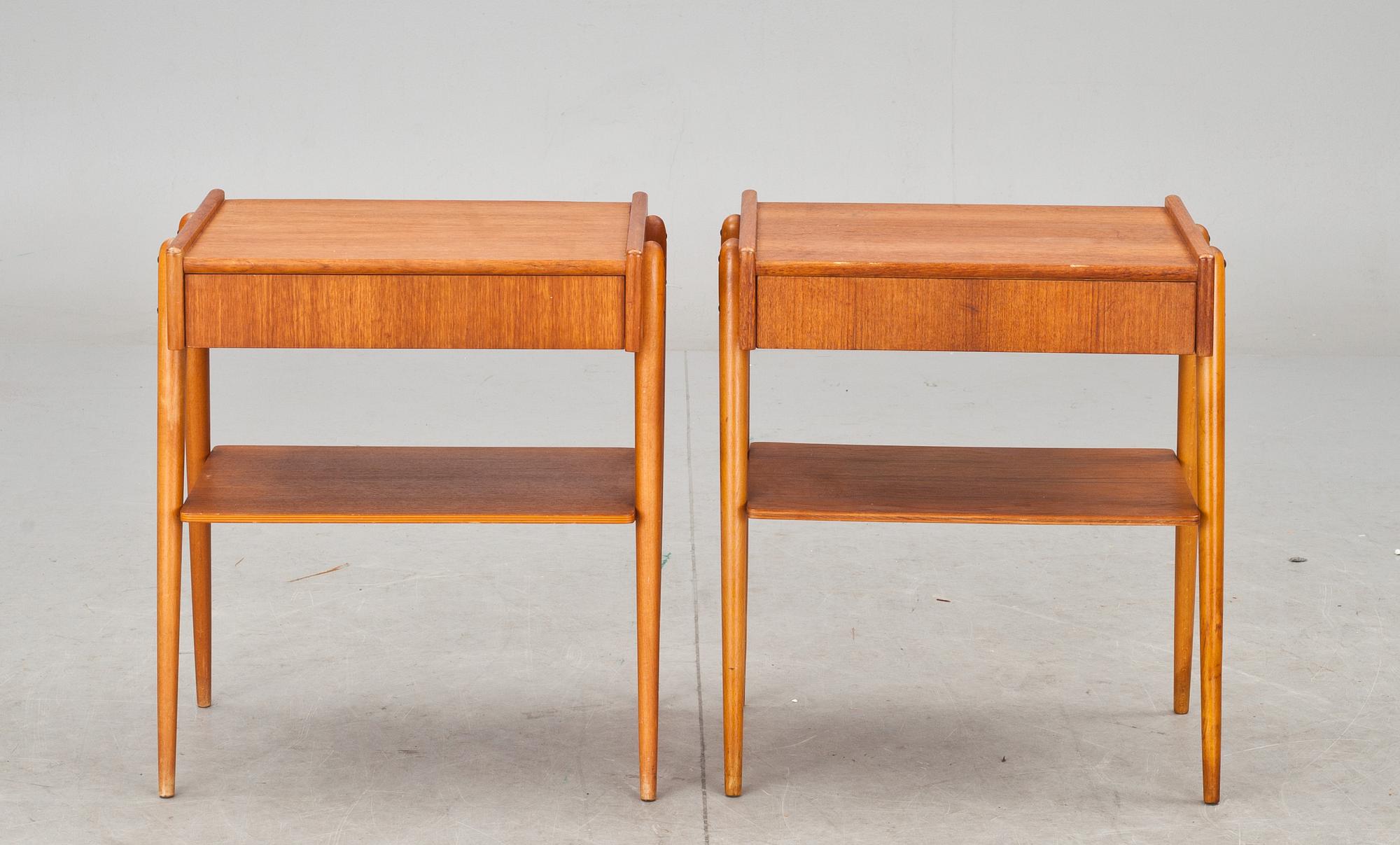 SÄNGBORD, ett par, AB Carlström o C:o, 1950/60-tal.