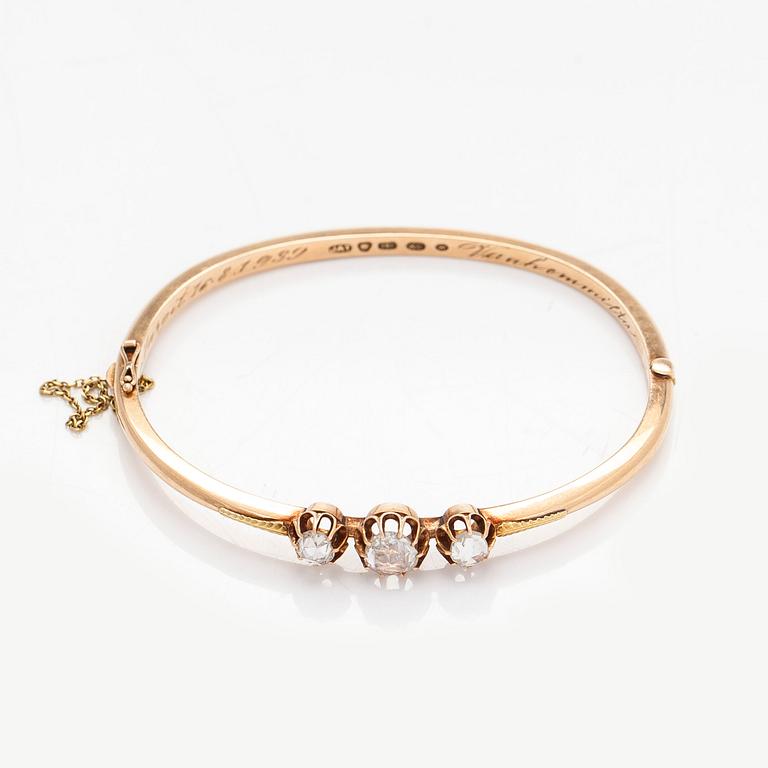 J.A Tarkiainen, rannekoru, 14K kultaa, ruusuhiottuja timantteja, Viipuri 1939.