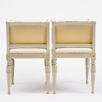 A pair of late Gustavian stools by C. J. Wadström (master in Stockholm 1788-1816).