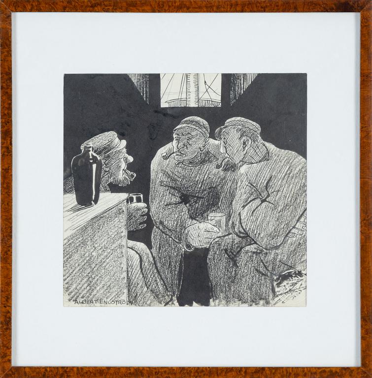 Albert Engström, tuschteckning, signerad.
