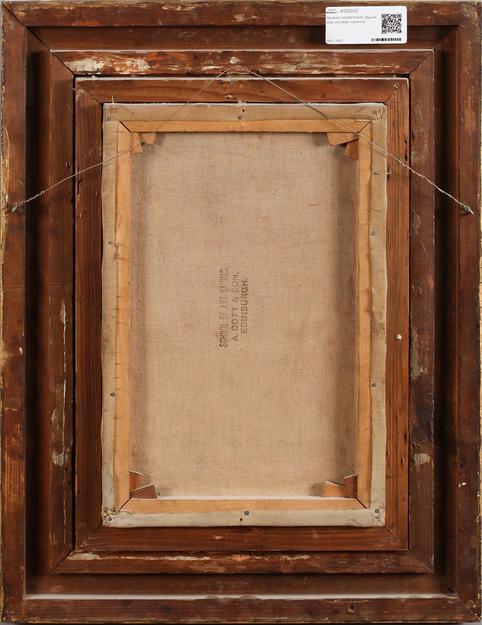 OKÄND KONSTNÄR, olja på duk, otydligt signerad.