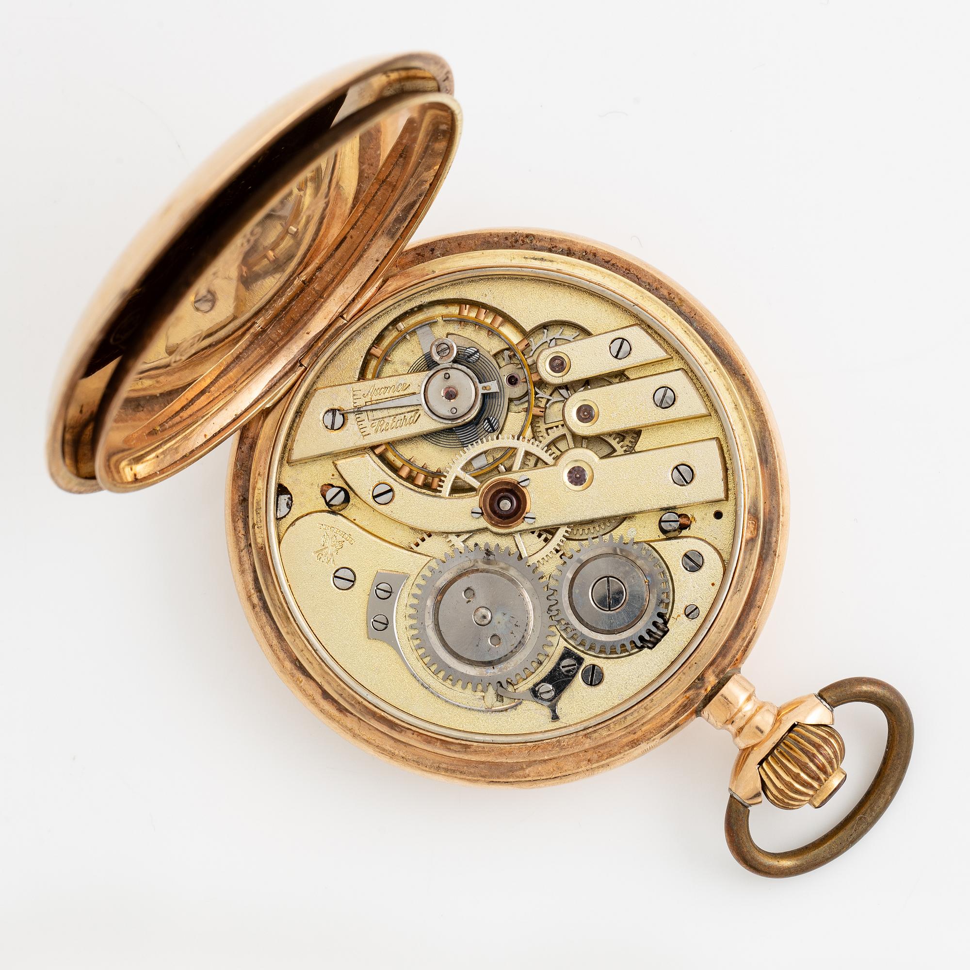 Fickur, 14K guld, savonett, 50 mm.