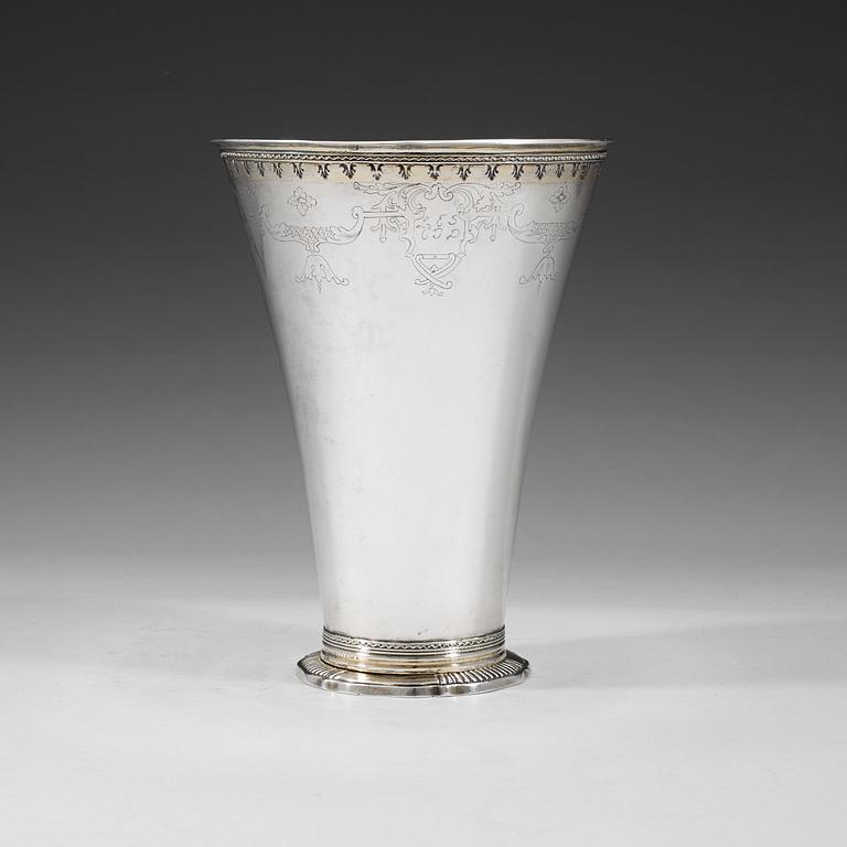 A Swedish 18th century parcel-gilt beaker, Mattias Uthfall, Eskilstuna 1759.