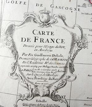 KARTA, Frankrike, Guillaume Delisle 1775.