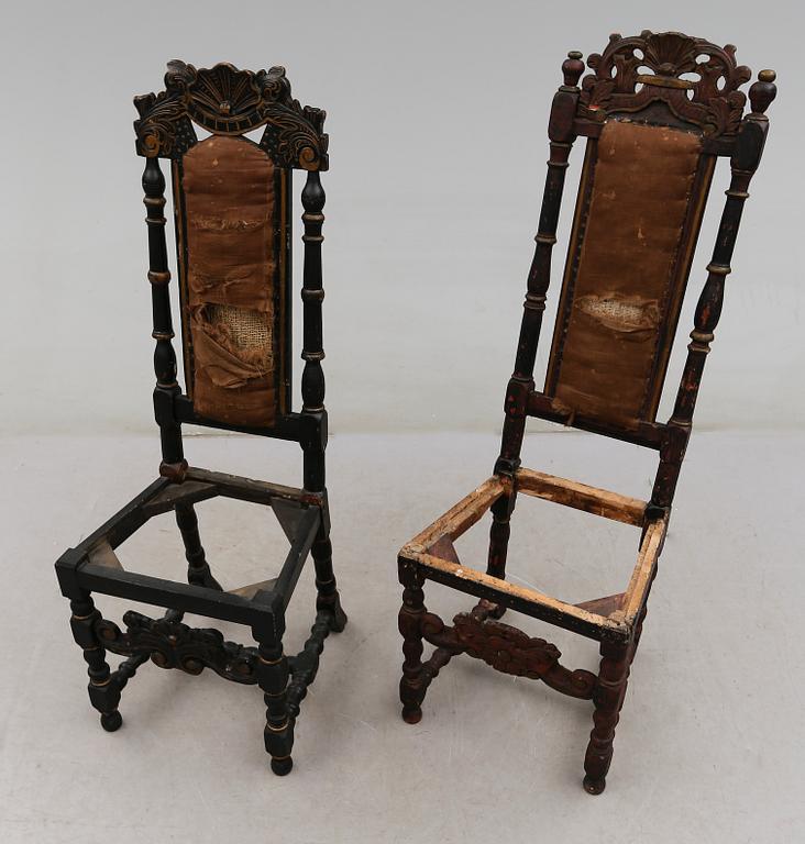 STOLAR, 2 st snarlika, barock, 1700-tal.