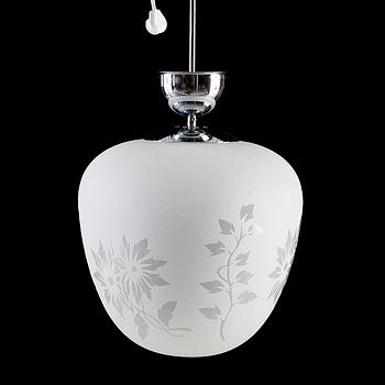 TAKLAMPA, glas, Orrefors, omkring 1940, h 65.