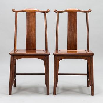 A pair of  20th Century hardwood Chinese 'Hat Chairs'.