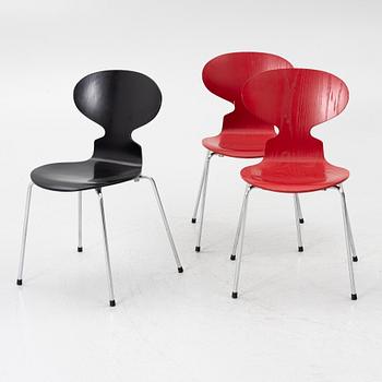 Arne Jacobsen, Chairs, 3 pieces, "Ant", Fritz Hansen, 1996 and 2002.
