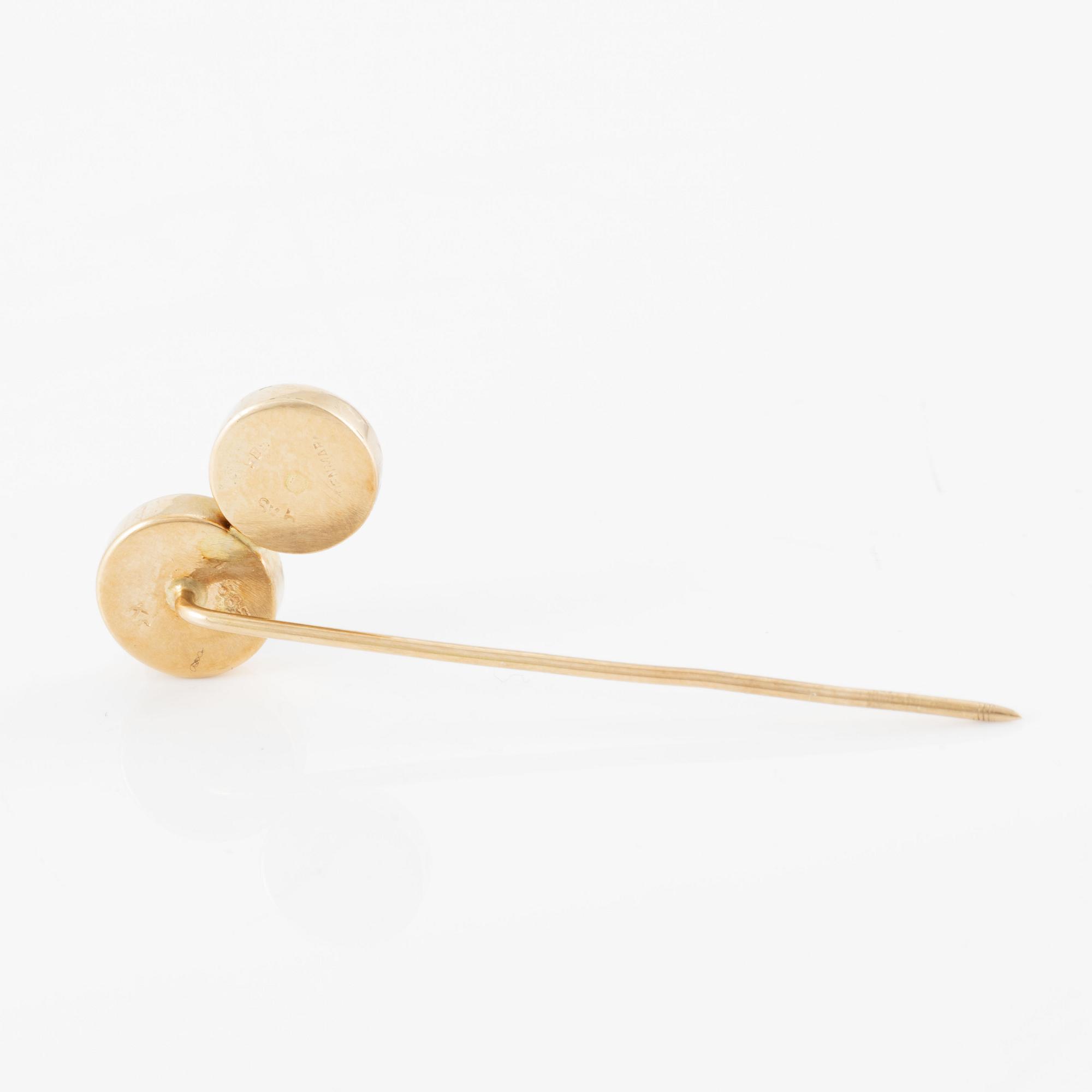 Kravattnål, 14K guld med lapis lazuli, Danmark.