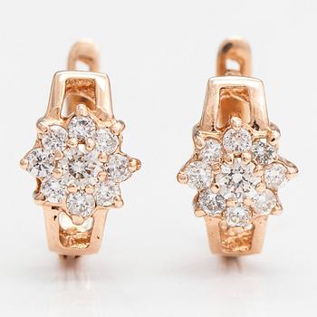 A pair of 14K gold earrings set with diamonds approx. 0.48 ct in total, Estonia.