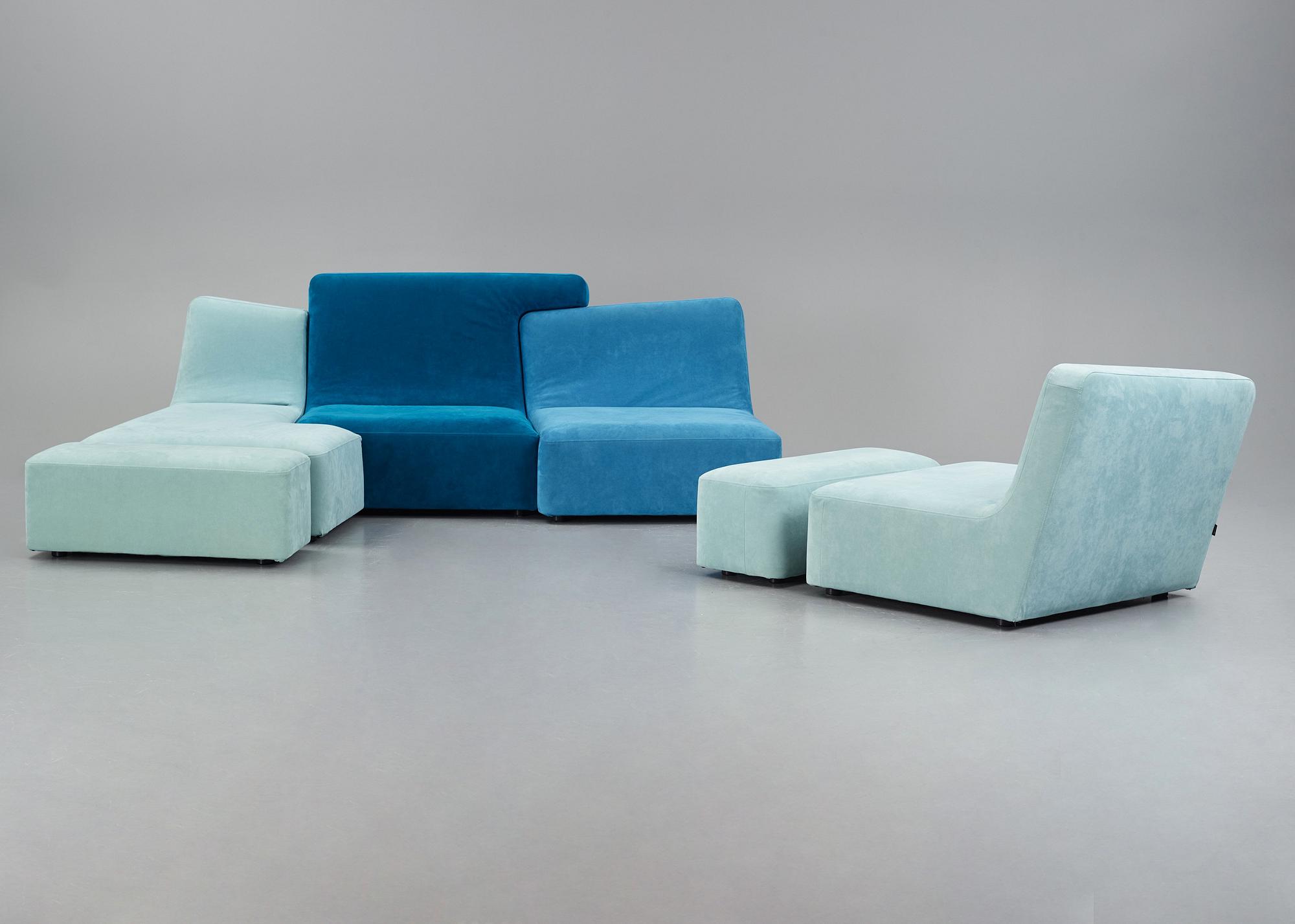 Philippe Nigro, a set with sofa and easy chair, 6 pieces, "Confluences", Ligne Roset, France, 2000s.