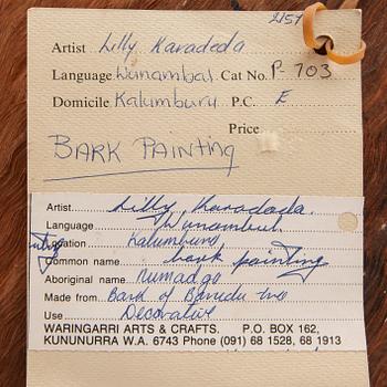 Lily Karadada, "Bark painting".