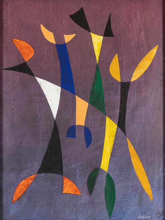 Pierre Olofsson, gouache and wax crayon, signed,