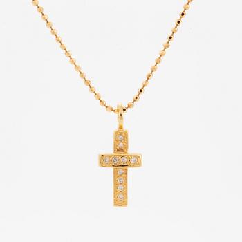 Efva Attling, 18K gold and brilliant-cut diamond cross pendant.